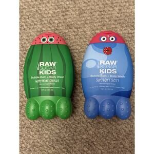 Raw Sugar Kids Bubble Bath + Body Wash Lot of 2 – Watermelon & Superberry 12oz